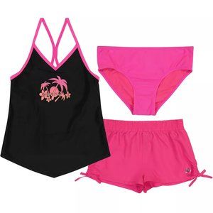 3piece Women / Girls 16-20  ZeroXposur Tropical Tankini with Bikini & Shorts in